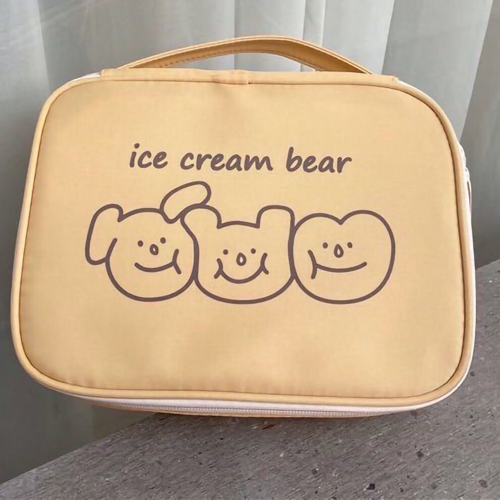 Cute Organizer with Separate Brushes Compartment Capybara Print Multi-Layer Pencil Pouch Portable Puffer Cosmetic Bag Travel Makeup Bag with Compartme