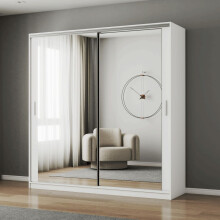(120cm, White) FHI-DUBAI Mirrored Sliding Door Wardrobe