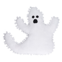 Ghost Pillow Decor Halloween Throw Cushion Rustic Wooden Bead Garlands Cute Spooky Ghost Design Office Relaxation Pillows White Plush Comfort for