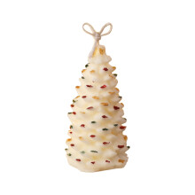 Exquisita opción de regalo: Vela navideña con forma de árbol, de cera de soja, con agradable fragancia roja y mecha de algodón ecológico.