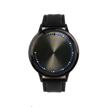 Portátil Con Pantalla Táctil Led Circular Y Correa De Pu (Negro)