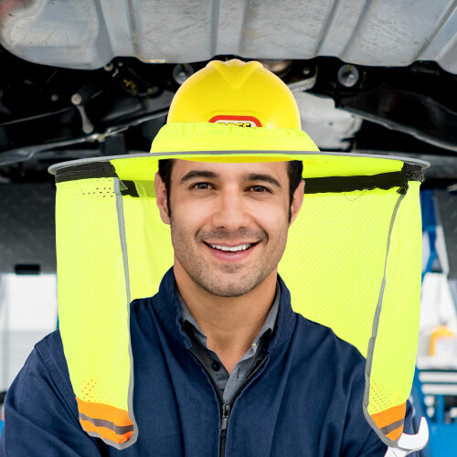 Sun Visor For Hard Hat Yellow Pe Nylon 1set 2