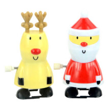2Pcs Santa Claus Clockwork Wind Up Toys Fawn And Santa For Kids