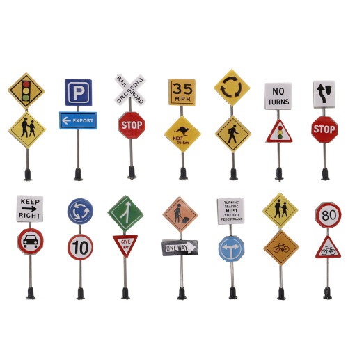 14Pcs Miniature Traffic Signs For Micro Landscape Sand Table Decor