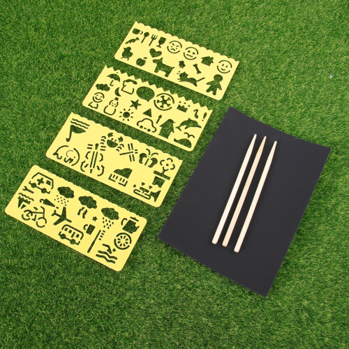 1 Set Accessoires Dessin Grattage 50 Et 3 Enfants 2