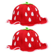 10Pcs Cotton Hats Red Strawberry Design Breathable Kids Caps