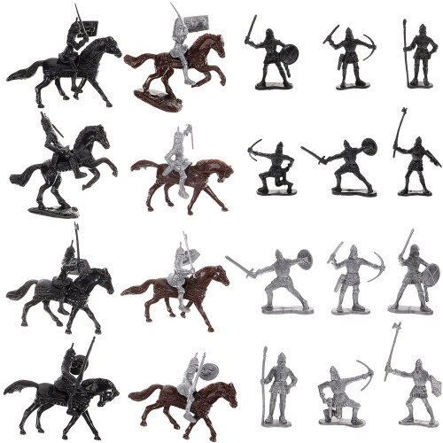 2 Set Mini Figurine Cavaliere Con Micro Cavallo 2