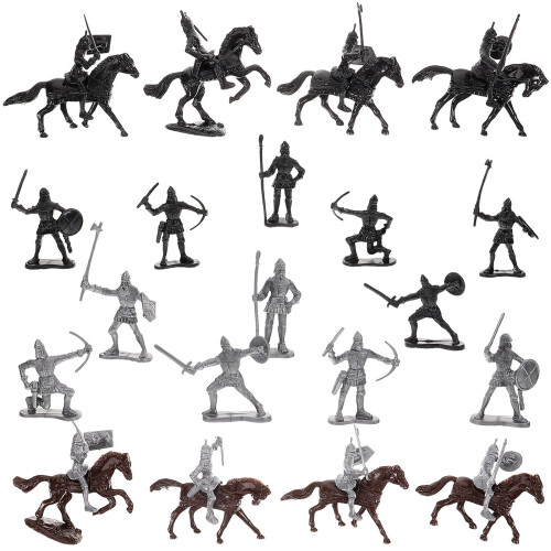 2 Set Mini Figurine Cavaliere Con Micro Cavallo 1