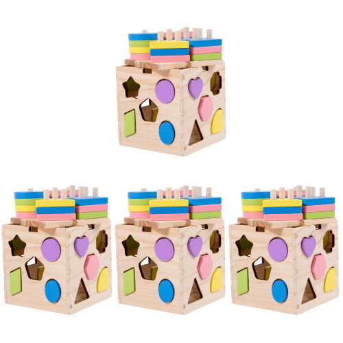 4 Set Shape Sorter In Legno Sensoriale Per Bambini 1