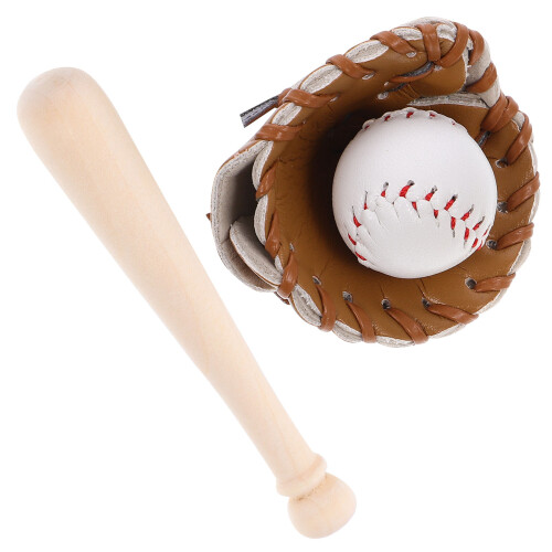 3 Set Mini Palline Da Baseball Con Maza E Guanto