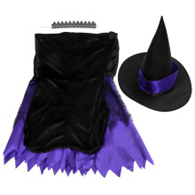 Zestaw Halloween Niebiesko-Czarny Strój Czarownicy M