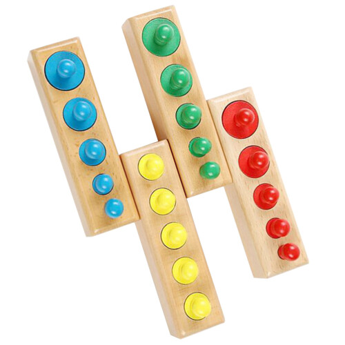 2 Set Giocattoli Montessoriani Con Cilindri A In Legno
