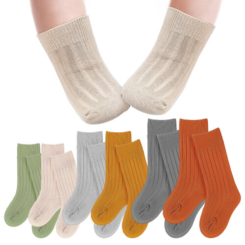 6Pares De Joelheira Para Bebê Algodão Penteado Multicoridos