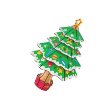 Wooden Christmas 3D Puzzle Choinkowe Puzzlki Dla Dzieci Prezent