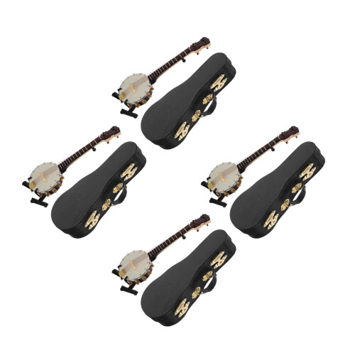 4 Conjuntos De Instrumento Banjo Madeira Com Estojo 1