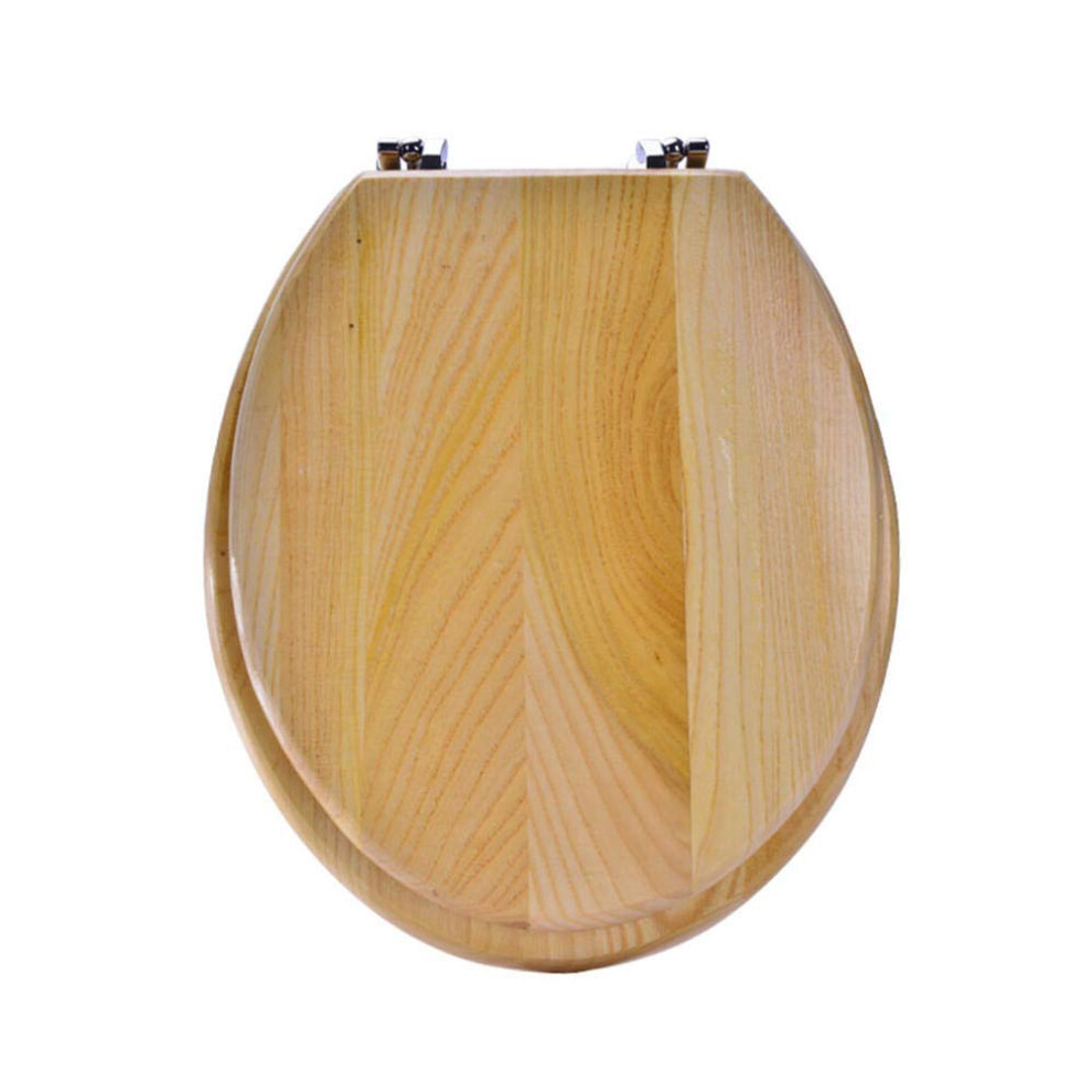 Toilet Seat Wooden Slowclose Lid Surface Easy To Assemble Stable Hinges Bottom Fixing For V Type Family Bathroom 9323874288062