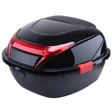 Motorcycle Box with Backrest and Night Warning Light, Large Capacity Universal Black L