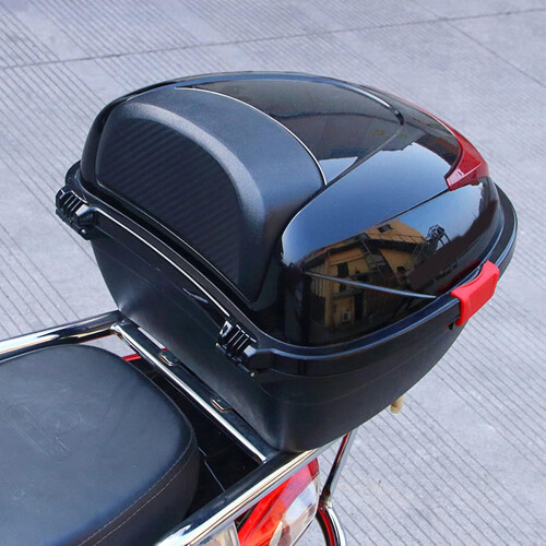 Motorcycle  Box with Backrest and Night Warning Light, Large Capacity Universal Black L 1
