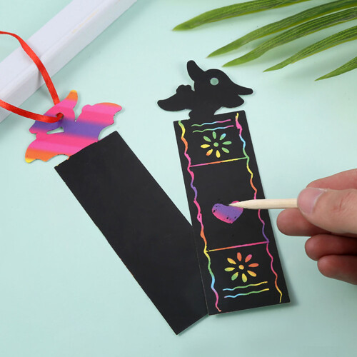 24Stk Kratzpapier Kunstset Tiere Lesezeichen Zeichenpapier 2