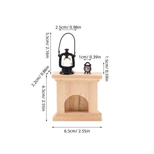 2 Ensembles De Miniature En Bois Lampe Et 1