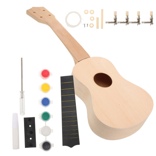2 Juegos De Kit Ukulele Madera Sin Pintar Para Decorar 2