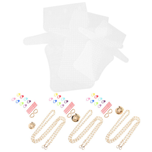 3Sets Durable Plastic Canvas Sheets for Handmade Tote Bag Sewing Kit