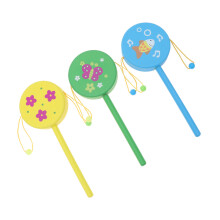 3 Pièces Jouet Bois Tambour À Secouer Éducatif Pour Bébé Enfant
