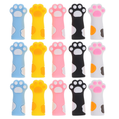 18 Pièces Embouts Pour Crayon En Forme De Patte De Chat Transparent
