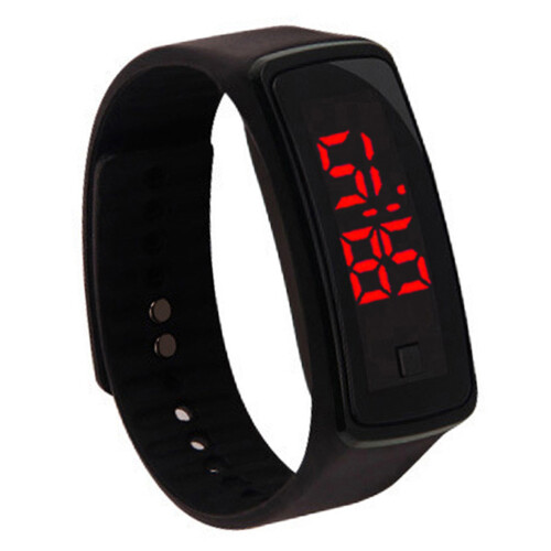 Relógio Eletrônico Led Digital Com Pulseira De Silicone Preto
