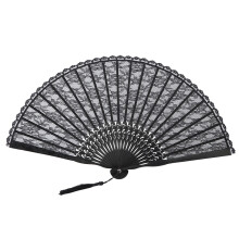 Leque vintage retrô com renda floral, elegante acabamento em renda, dobrável e compacto, design leve para decoração de casamentos e