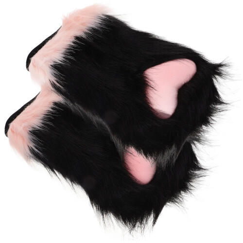 Um Par De Luvas De Pelúcia Sem Para Cosplay De Patas De