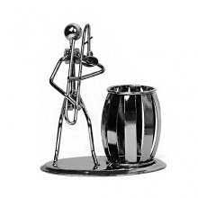 Metal Wrought Iron Music Player Musician Pen Pencil Holder Desktop Storage Organizer Brush Pot Decoration