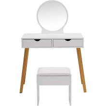 Adaptable Classic White Vanity Set, Large Capacity Storage Drawer, Solid Hardwood Frame for Durability