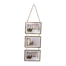 Rustic Metal Frame Gold Finish With HD Glass Unique Alligator Clip Bulk Inspired Design 6-Inch Photo Holder Wall And Tabletop Decor (Gold)