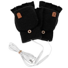 par de luvas aquecidas usb sem para mulheres – preto