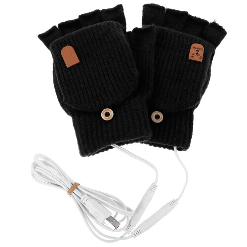 par de luvas aquecidas usb sem para mulheres – preto
