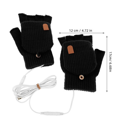 par de luvas aquecidas usb sem para mulheres – preto 1