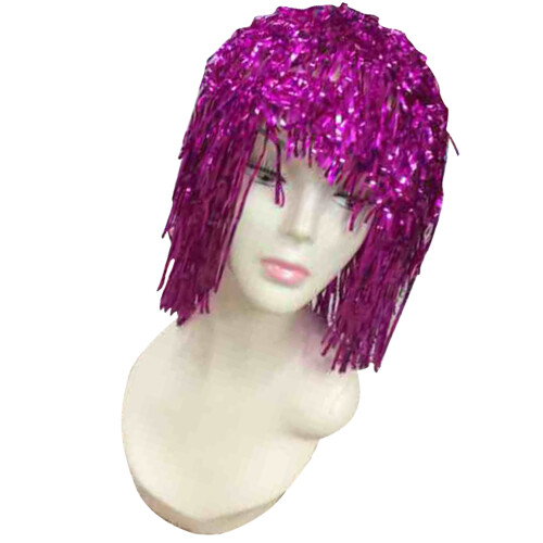 Glittering Foil Wig Perucas De Metálicas Para 1