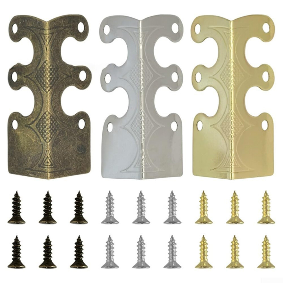 Vintage Metal Corner Protectors 6Pack For Baseboard And Skirting Decorative Iron Corner Guards Finish Bronze/Gold