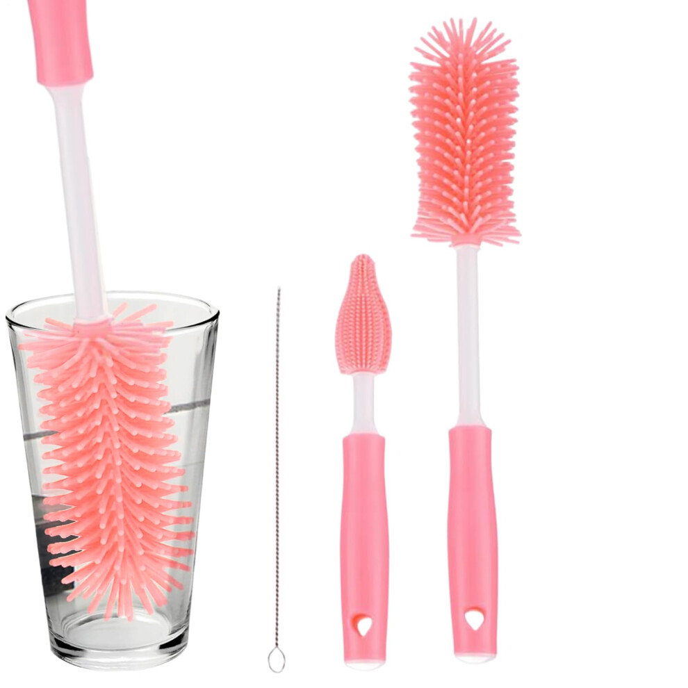 Bottle Cleaner Brush Silicone Pipe And Straw Cleaning Tool | Baby Bottle Brush Set For Flask, Decanter, Jar, Mug