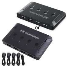 USB Switch 4 In 4 Out 2.0 KVM Switcher Box High Speed 4 Port USB Hub Splitter