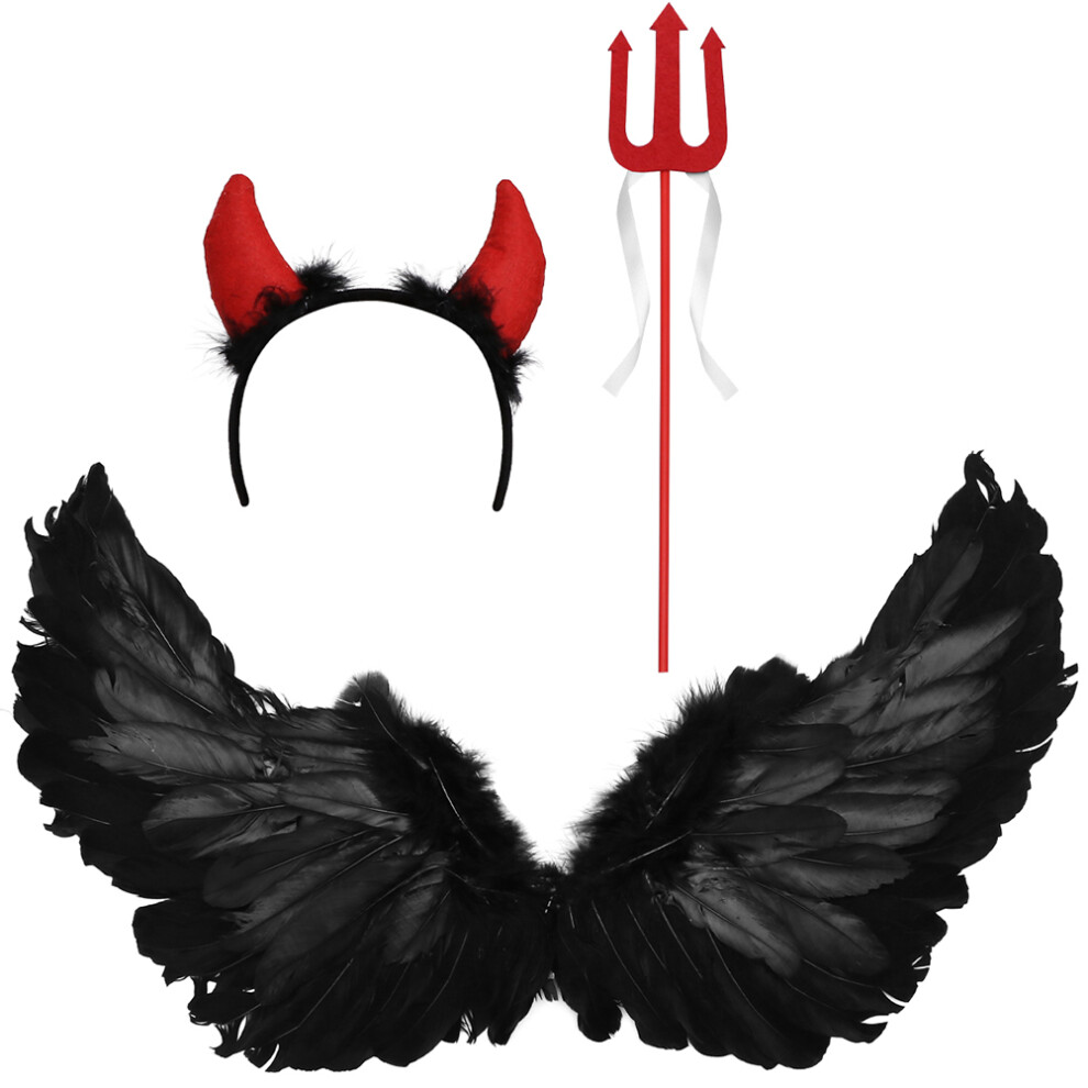 Sześć Sztuk Diabelskie SkrzydłA TróJkąT Widelec Czapka Na Halloween-image