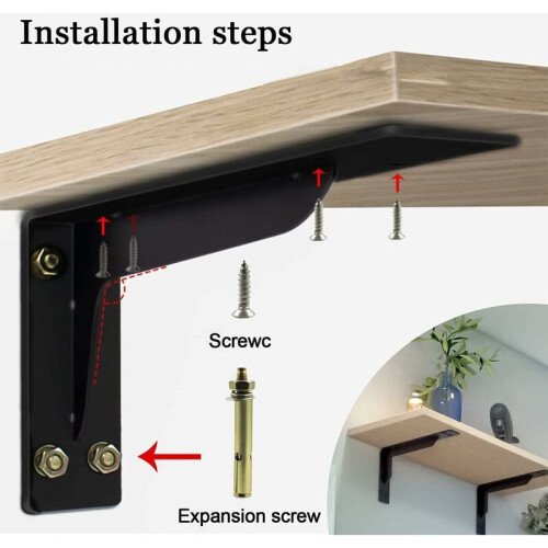 Metal Shelf Brackets, Wall Shelf Bracket with Easy Installation Design, Heavy Duty Shelf Bracket Featuring Stable Shelf Support Structure, Multi-funct 2