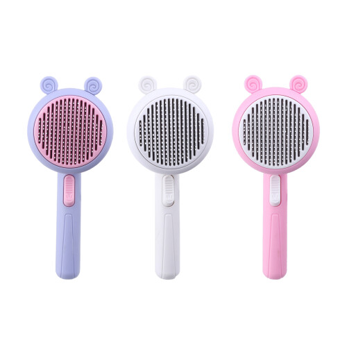 Self Cleaning Slicker Brush Grooming Combs Massage-Purple 2