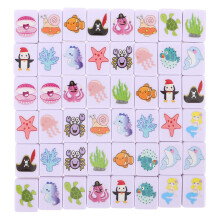 1Set Tragbares Mahjongspiel Mit Maritimen Tiermustern Aus Melamin Bunt