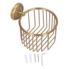Elegante antieke messing toiletpapierhouder, wandgemonteerde draadmand voor toiletpapierdispenser, decoratieve en roestbestendige messing