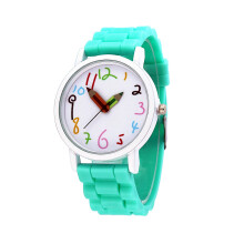 1Pc Fashion Cartoon Pencil Pointer Silicone Kids Watch Green