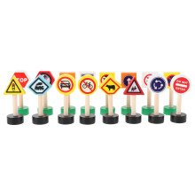 80 Pcs Wooden Traffic Sign Playset For Kids Educational Road Toys
