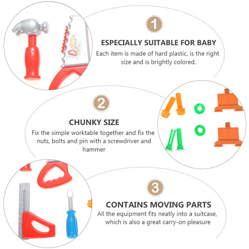 1 Set Kid Toy Tool Set Plastic Pretend Play Construction Accessory 1