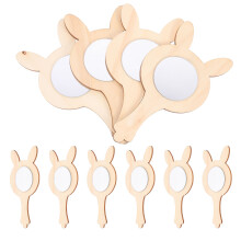 10Pcs Unfinished Wooden Diy Mirrors Handcrafted Craft Supply